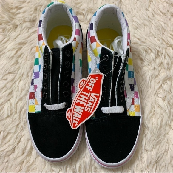 Vans Old Skool Checkerboard Rainbow TR Size 2.0 K - Picture 4 of 9